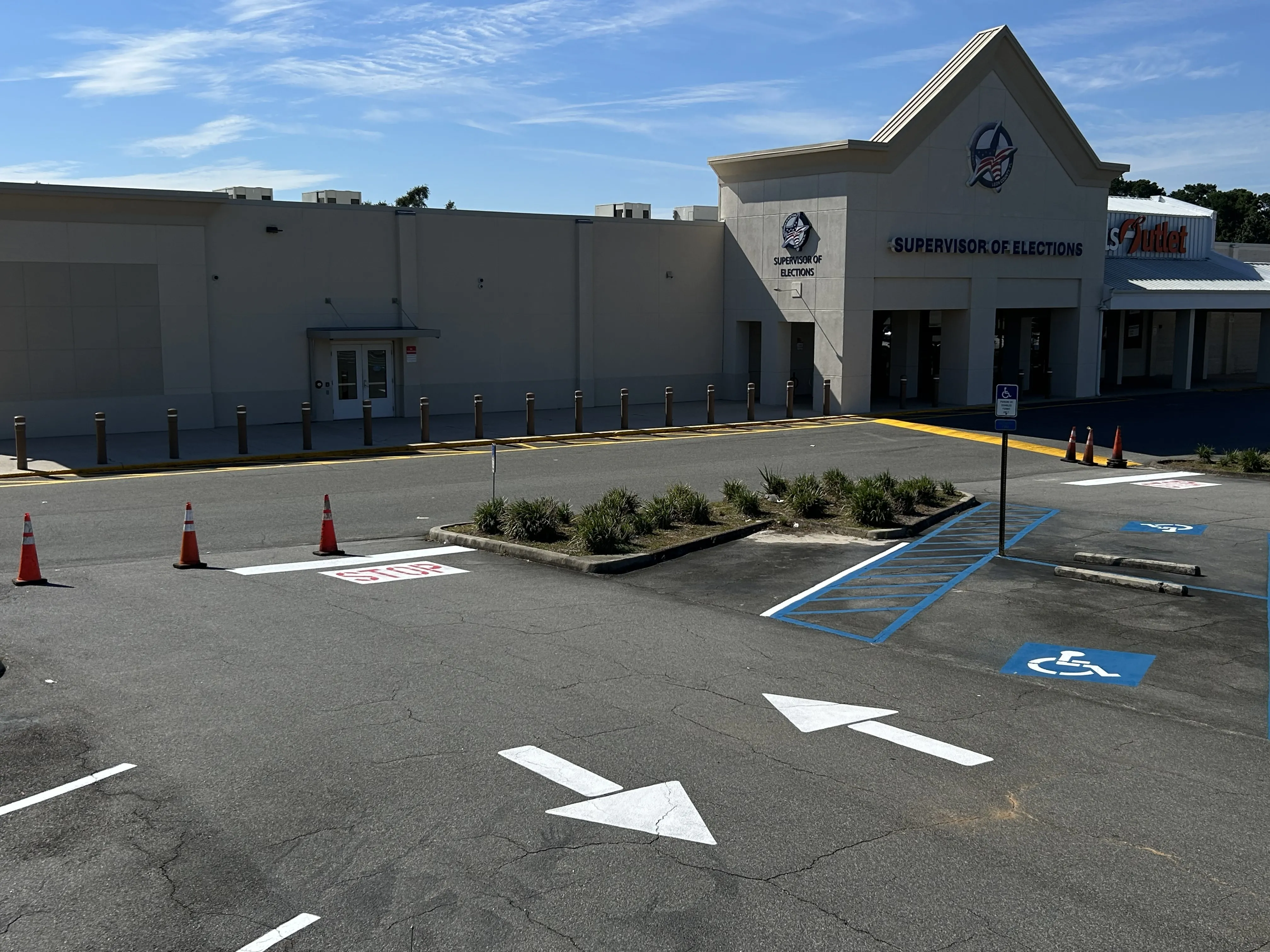 Striping and Bollards at the Leon County Supervisor of Elections in Tallahassee, FL